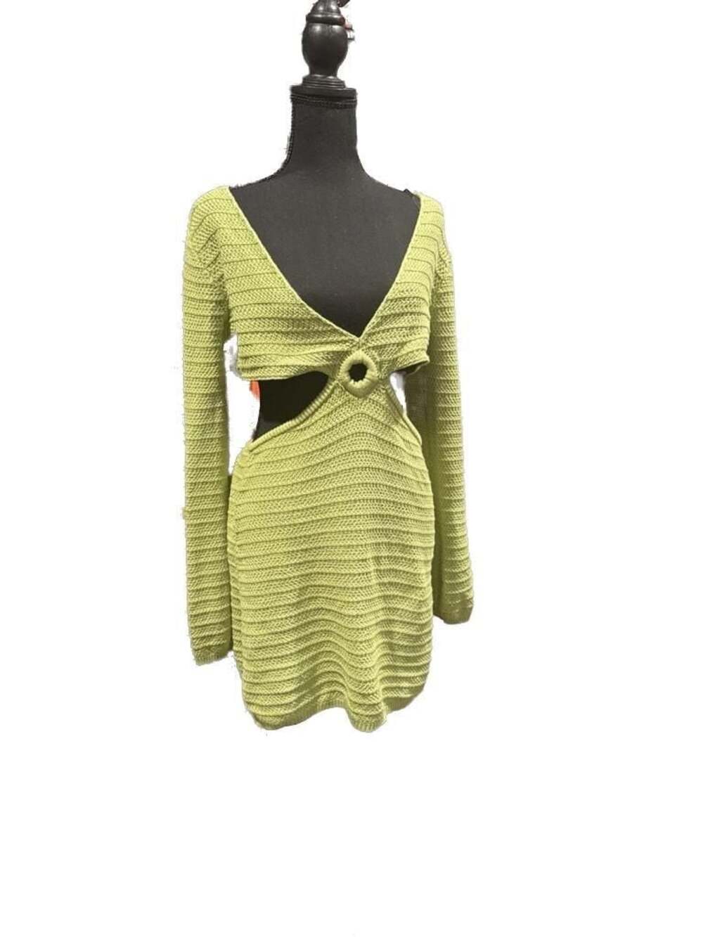 Forever 21 Lime Green Textured Knit Cut-Out Mini Dress